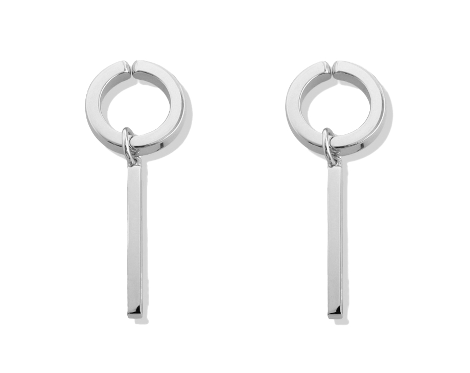 Bar Hoop Ear Clip Silver