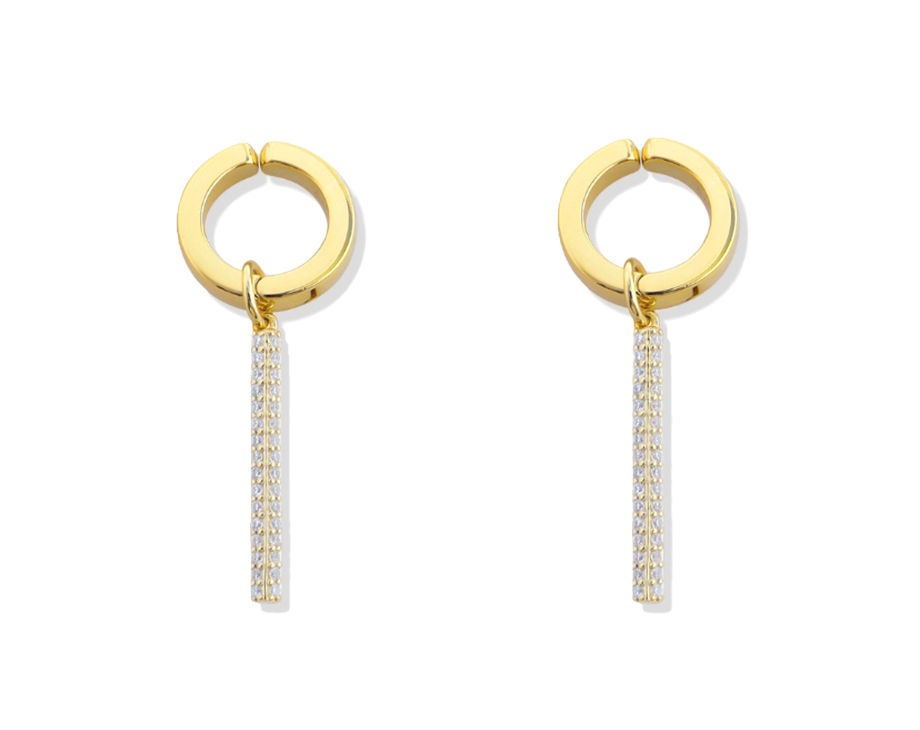 Pavé Bar Hoop Ear Clip Gold