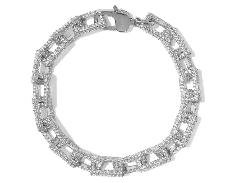 Pavé Square Chain Bracelet Silver