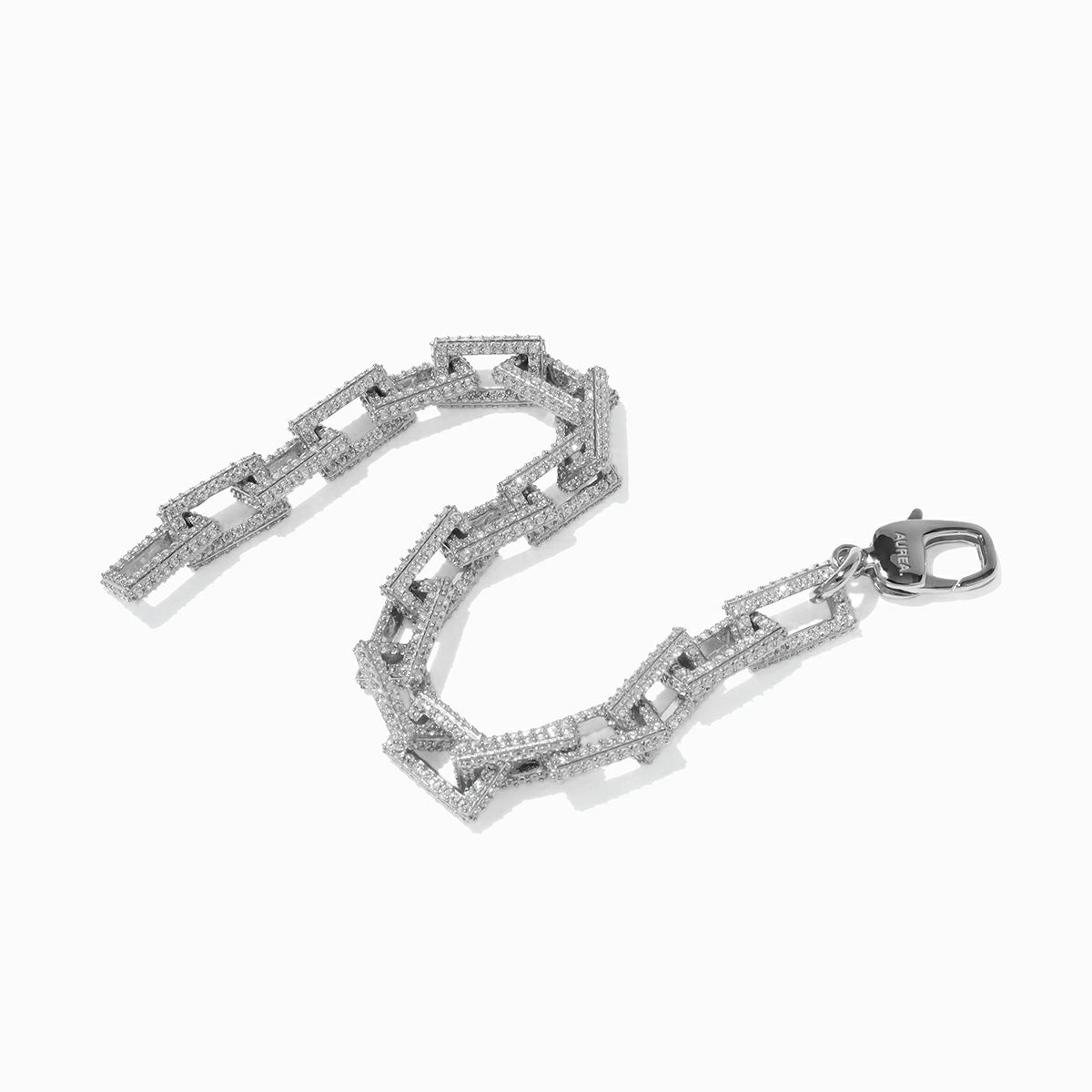 完全受注生産】Pavé Square Chain Bracelet【Silver925】(Silver