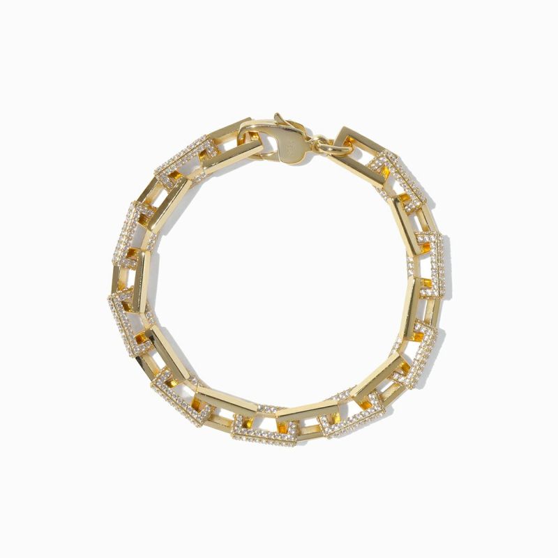 Pav&#233; Mix Square Chain Bracelet