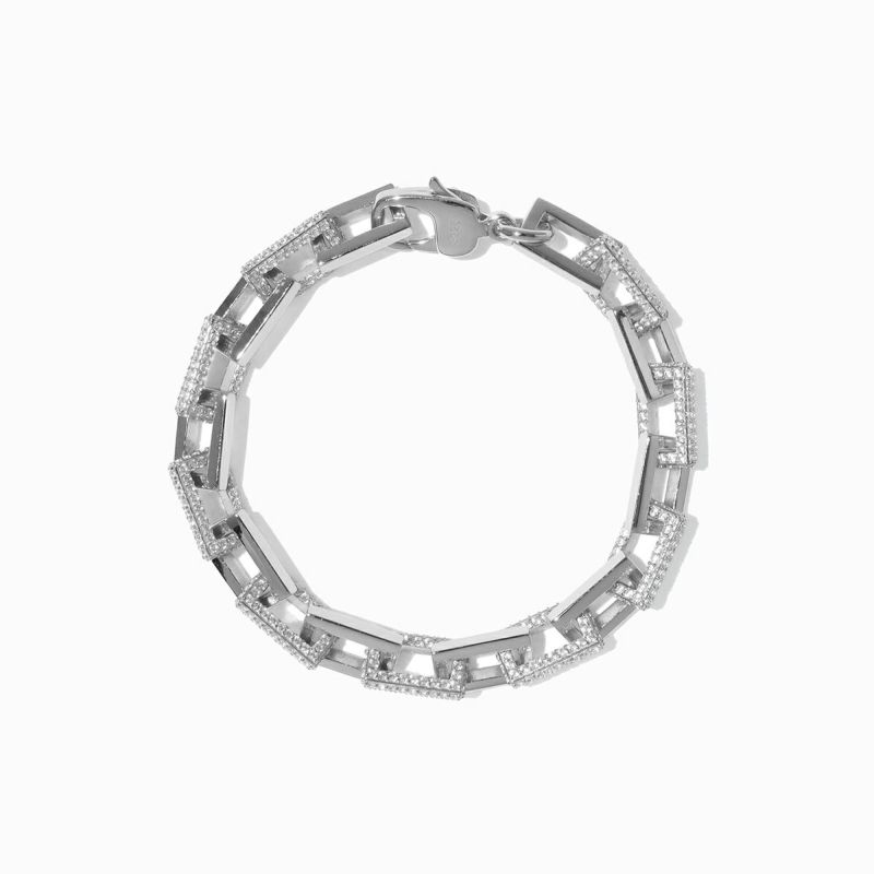 Pav&#233; Mix Square Chain Bracelet
